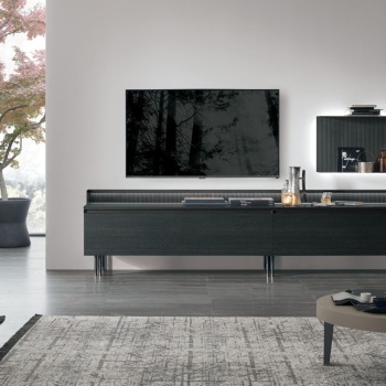 Composizione pensile Dot, schienale per basi Scenario, schienale Link, basamento Tracks, maniglia Regolo